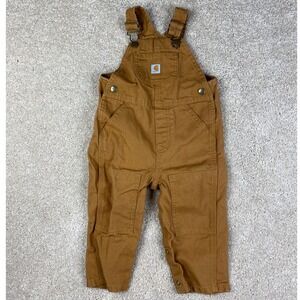 Carhartt Kids Brown Canvas Bib Overalls Toddler Size 18M